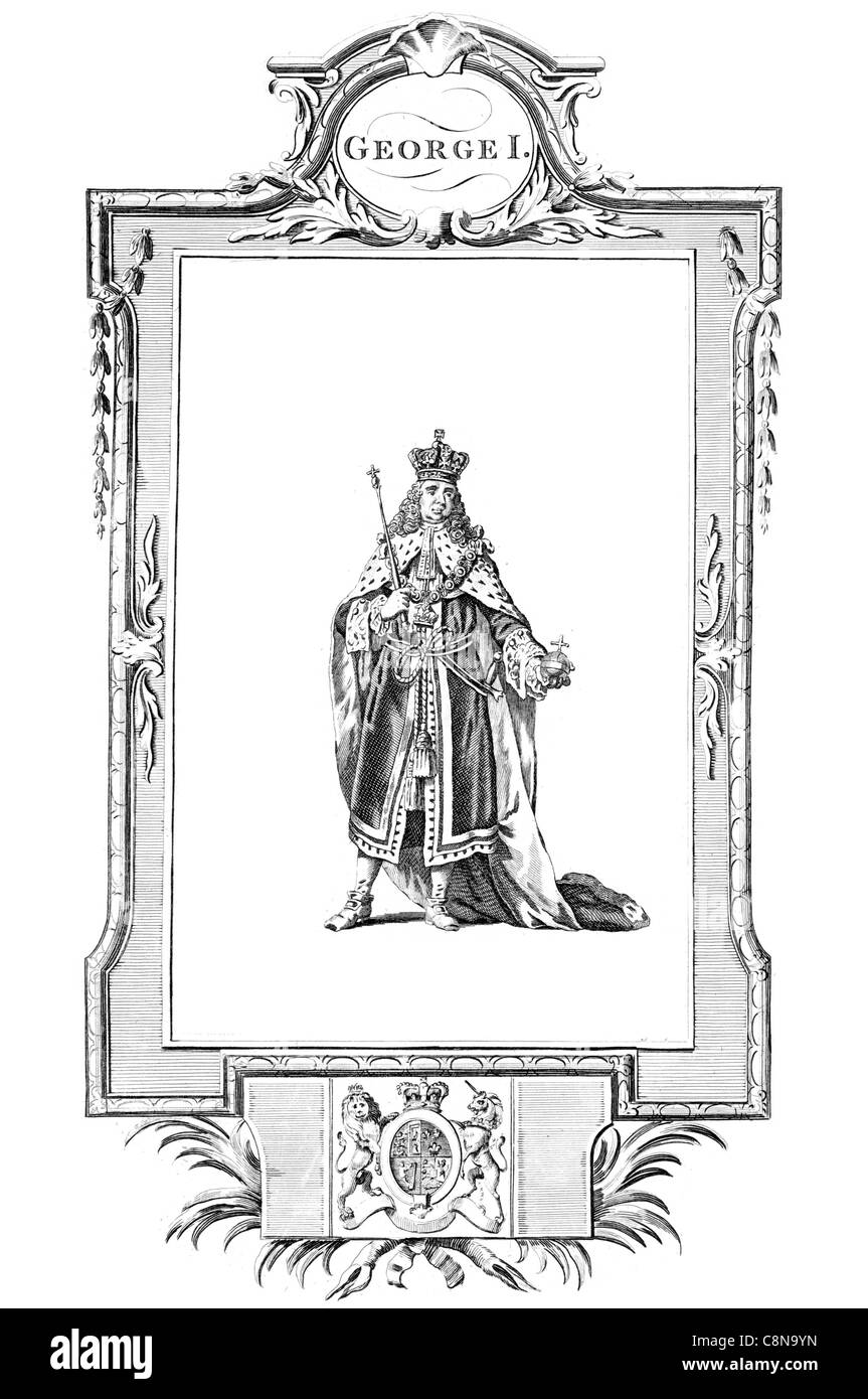 George I Rey Gran Bretaña Irlanda Ducado electorado Brunswick Lüneburg trono británico regal royal real imperial principesca Foto de stock