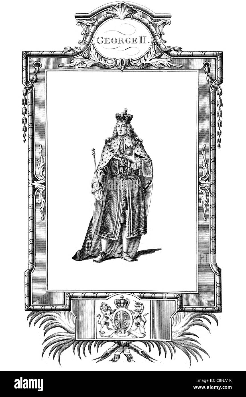King George II 1683 1760 Gran Bretaña Duque Brunswick Lüneburg Archtreasurer príncipe elector del Sacro Imperio Romano monarquía regal roy Foto de stock