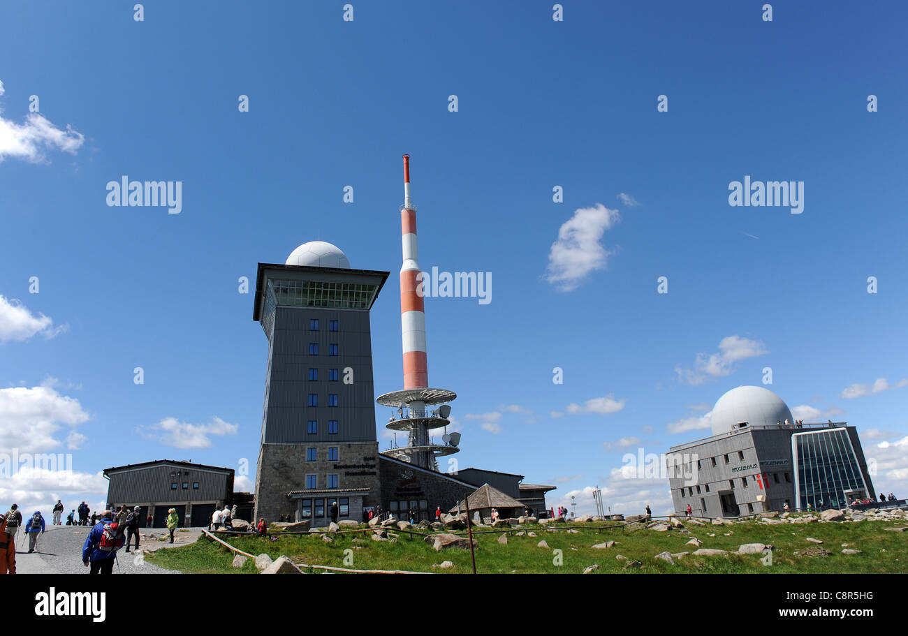 Hotel Brockenherberge en la cima de la montaña de Brocken en el Harz Alemania Foto de stock