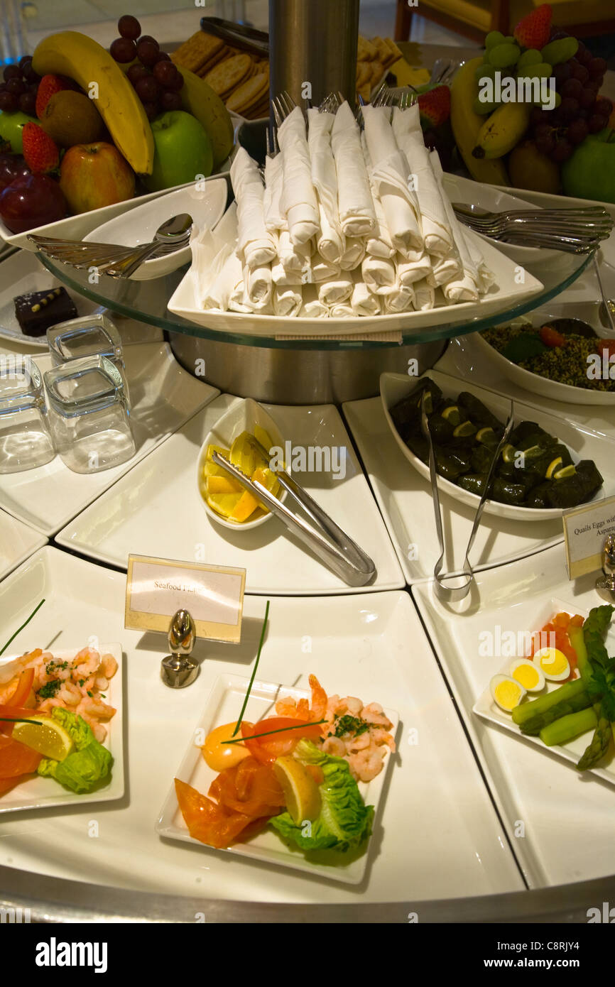 Salón de Primera Clase de Negocios de los Emiratos Alimentación Foto de stock