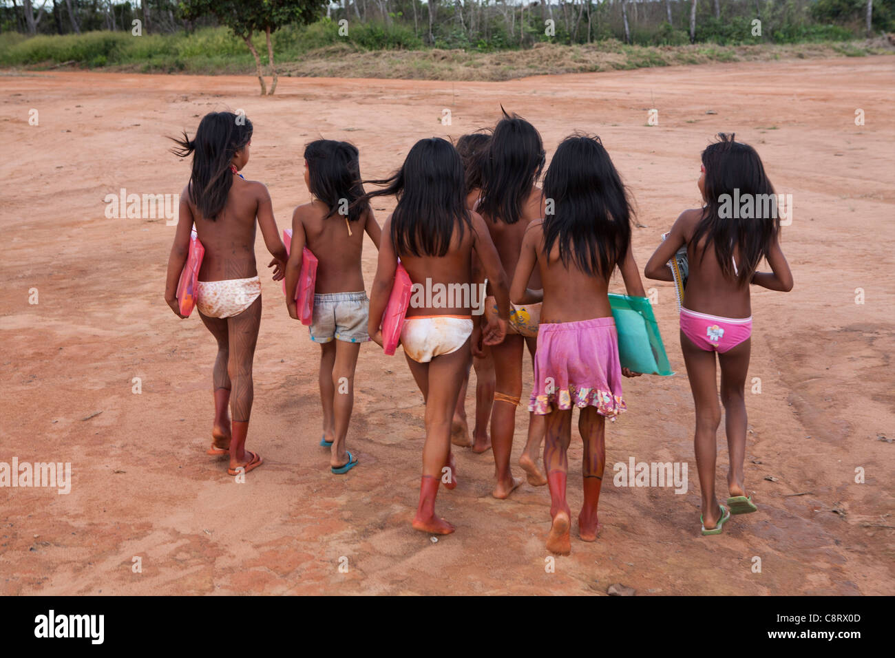 Escuela Para Los Indios Xingu En El Amazonas Brasil Fotografía De 