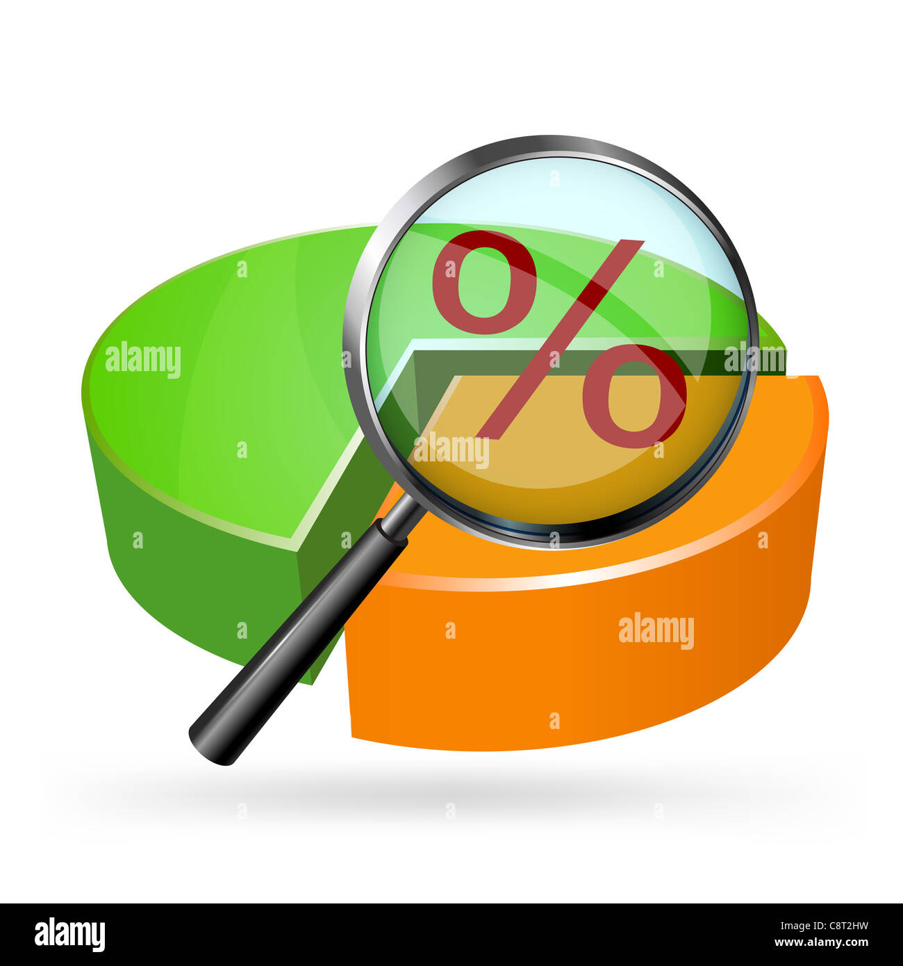 Ejemplo de gráfico circular con una lupa Fotografía de stock - Alamy