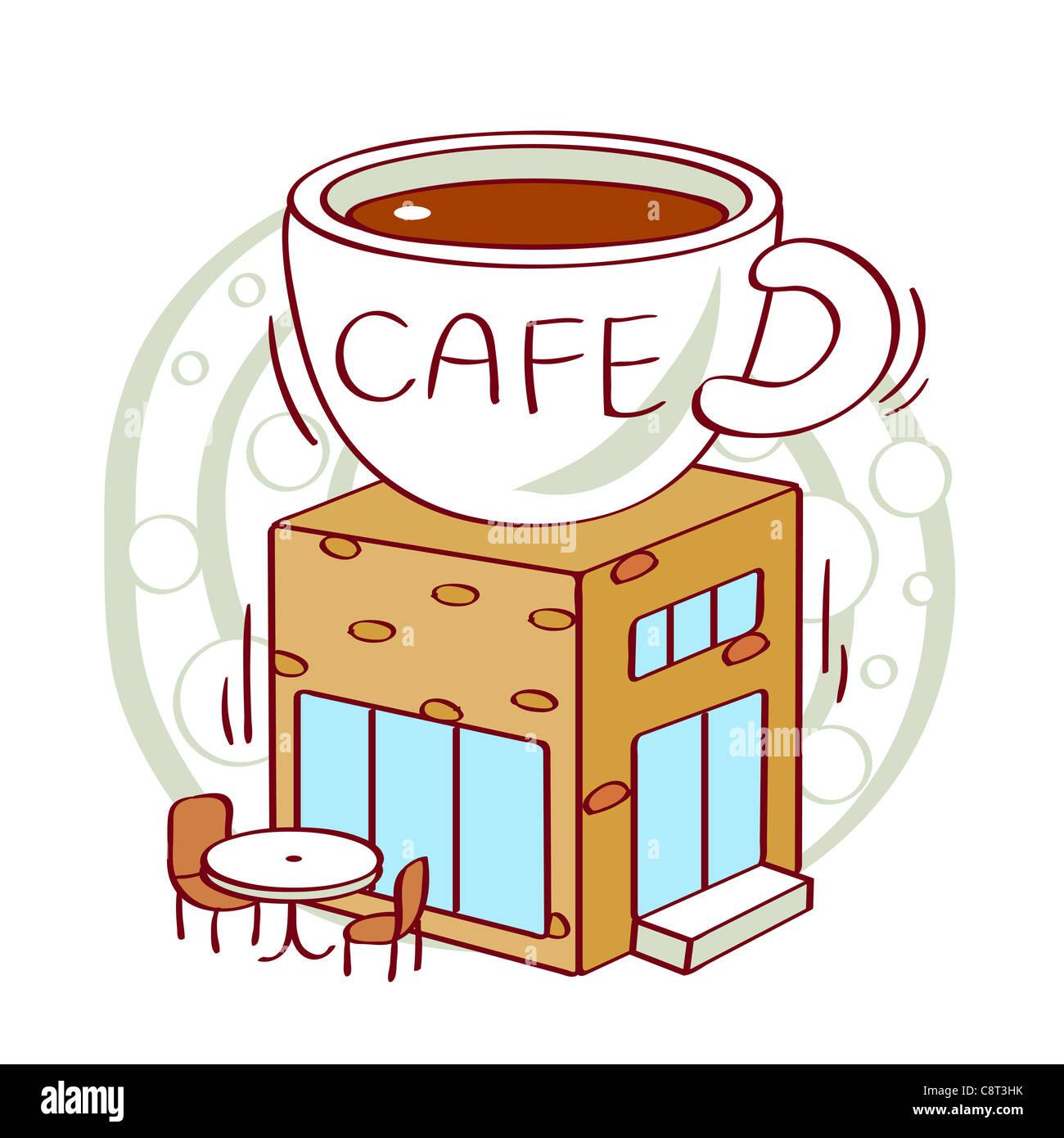 Ilustración del gigante de la taza de café en una cafetería Fotografía de  stock - Alamy