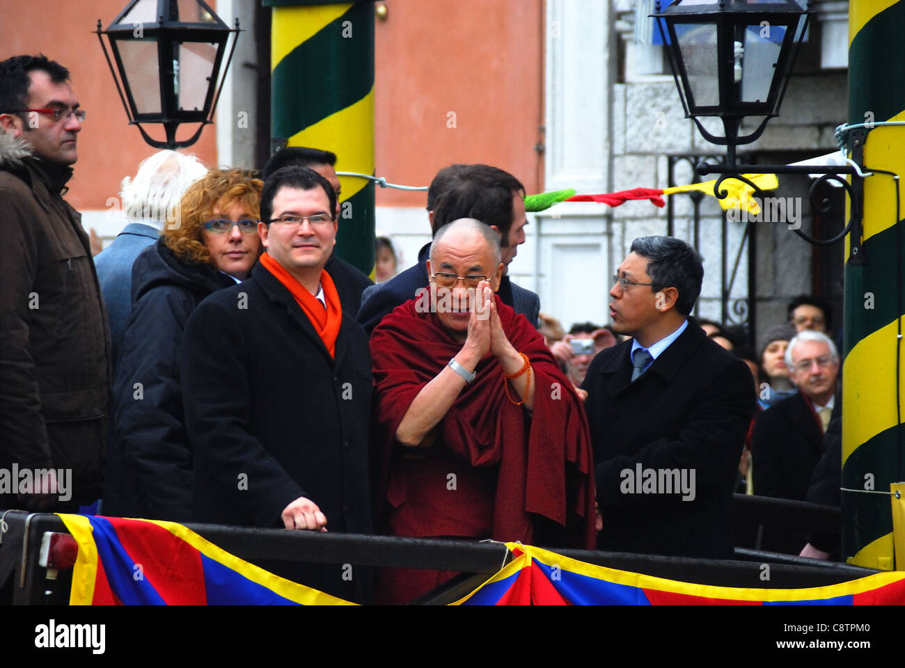 El 14º Dalai Lama, Tenzin Gyatso visitas Venecia, donde fue nombrado Ciudadano Honorario de la ciudad. Foto de stock