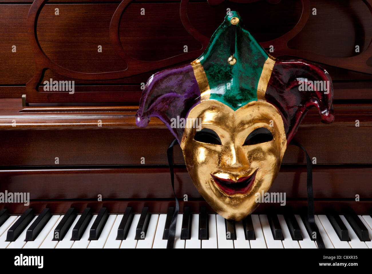 Máscara veneciana de bufón para mascarada, máscaras vintage de media cara  para Mardi Gras, Halloween, cosplay, fiesta musical