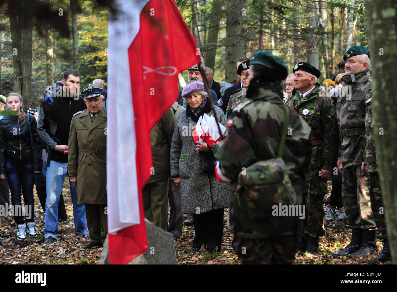 Polonia, Swietokrzyskie, Wykus, aniversario para conmemorar la batalla de partidistas Ponury importantes contra las fuerzas nazis durante la segunda guerra mundial Foto de stock