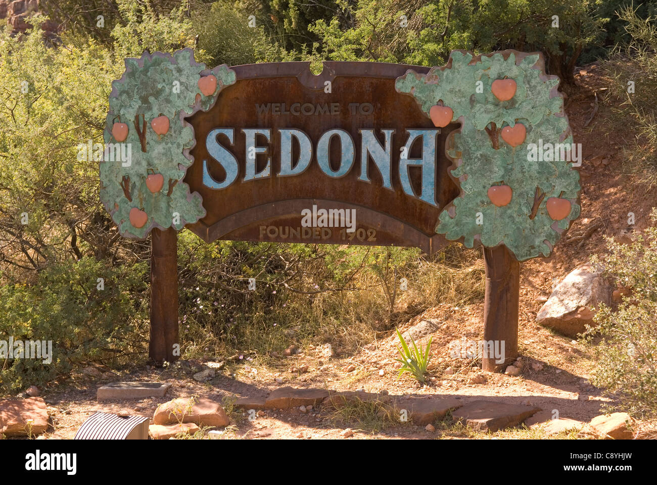 Sedona Arizona signo positivo de EE.UU. Foto de stock
