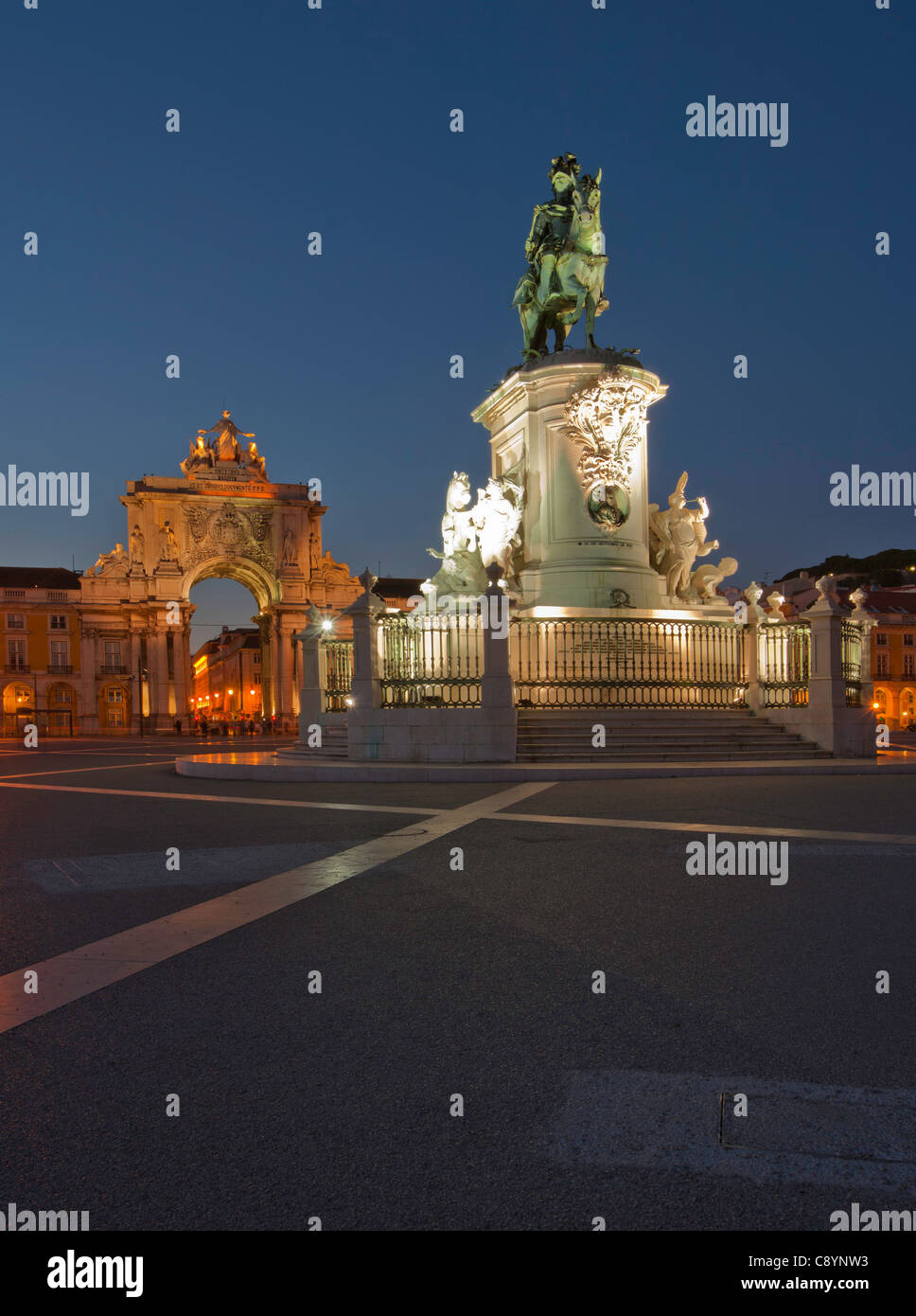 Canchas de Praca de Comercio, Lisboa, vista vertical. Foto de stock