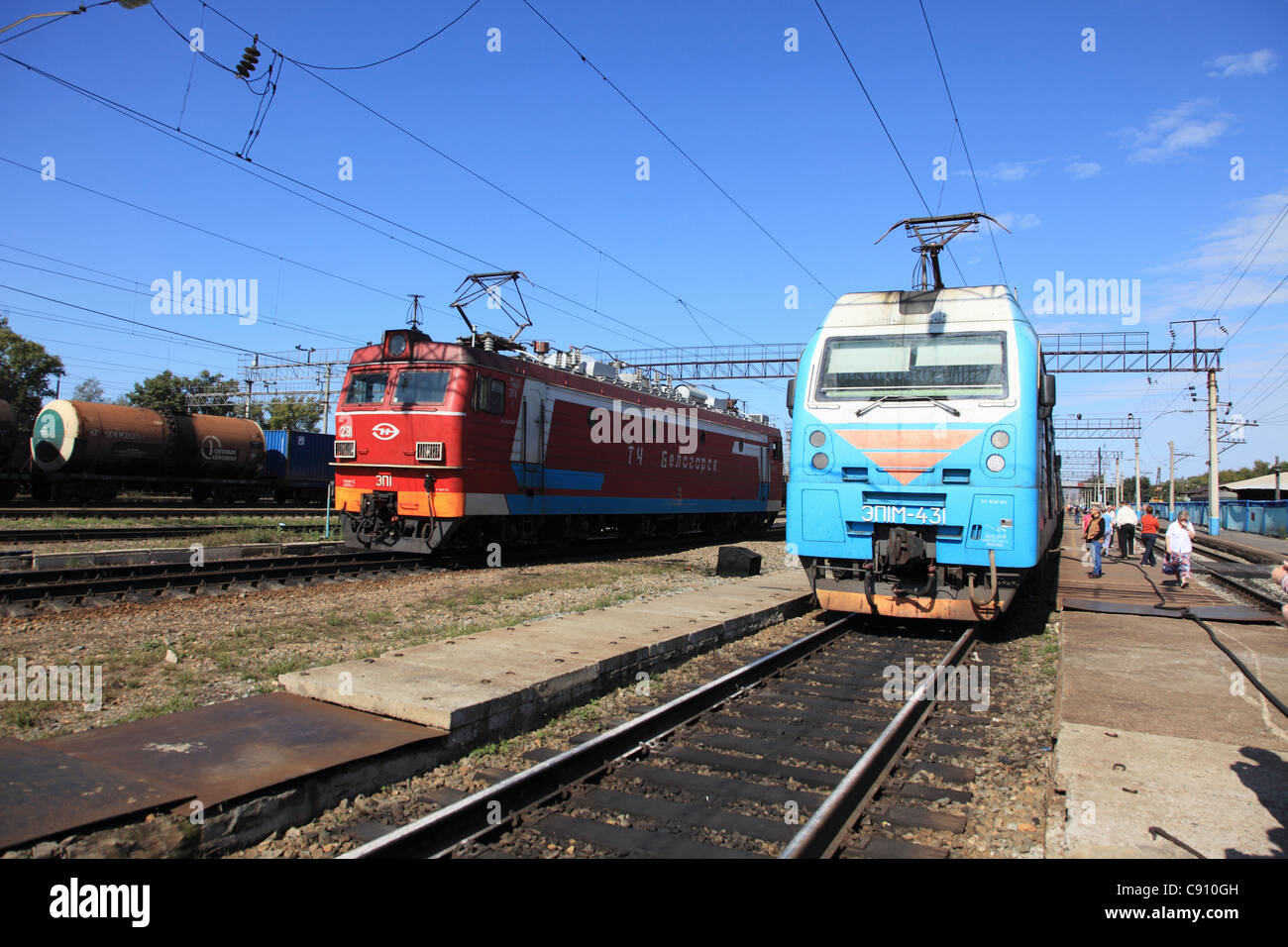 La red ferroviaria rusa es muy importante como medio de viajar a través de la vasta federación de estados. Foto de stock