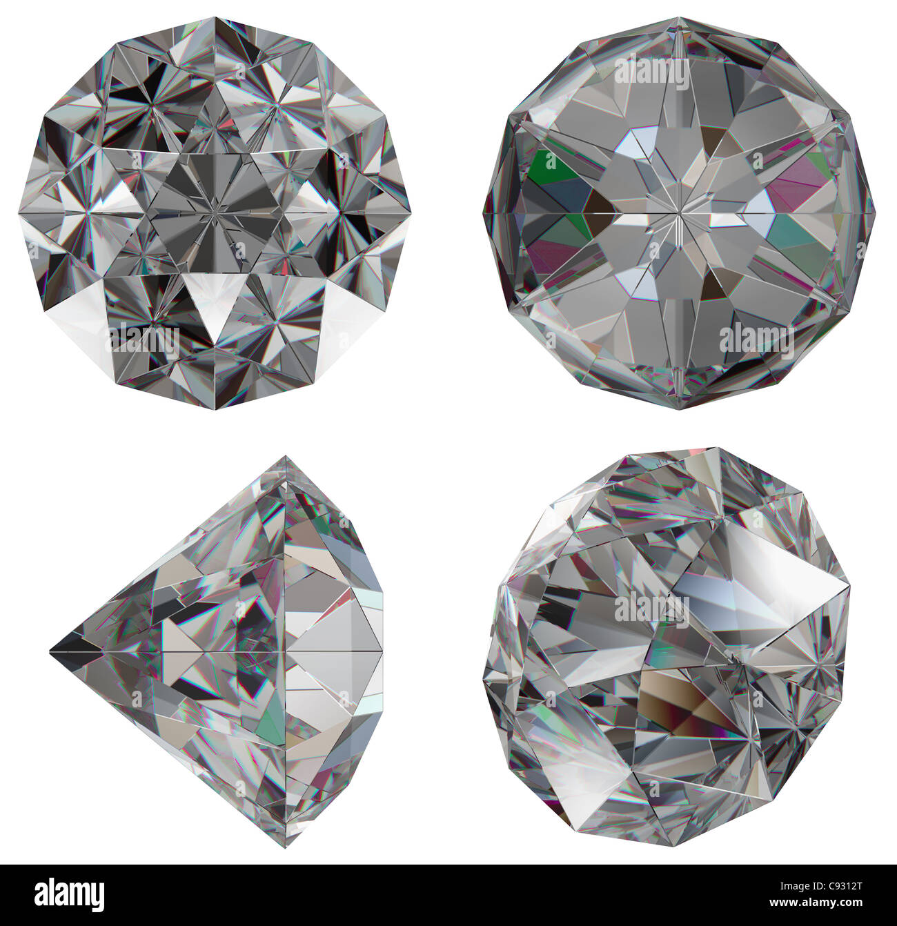 Gema Diamante distintas opiniones aisladas con la refracción Fotografía de  stock - Alamy