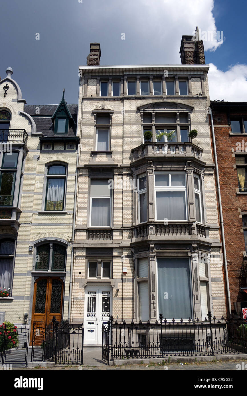 Casa adosada en Bruselas, Bélgica. Foto de stock