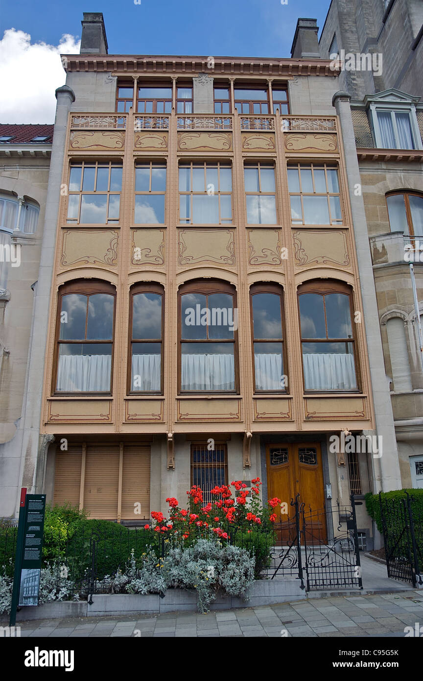 Una casa de estilo Art Nouveau en Bruselas, Bélgica Foto de stock