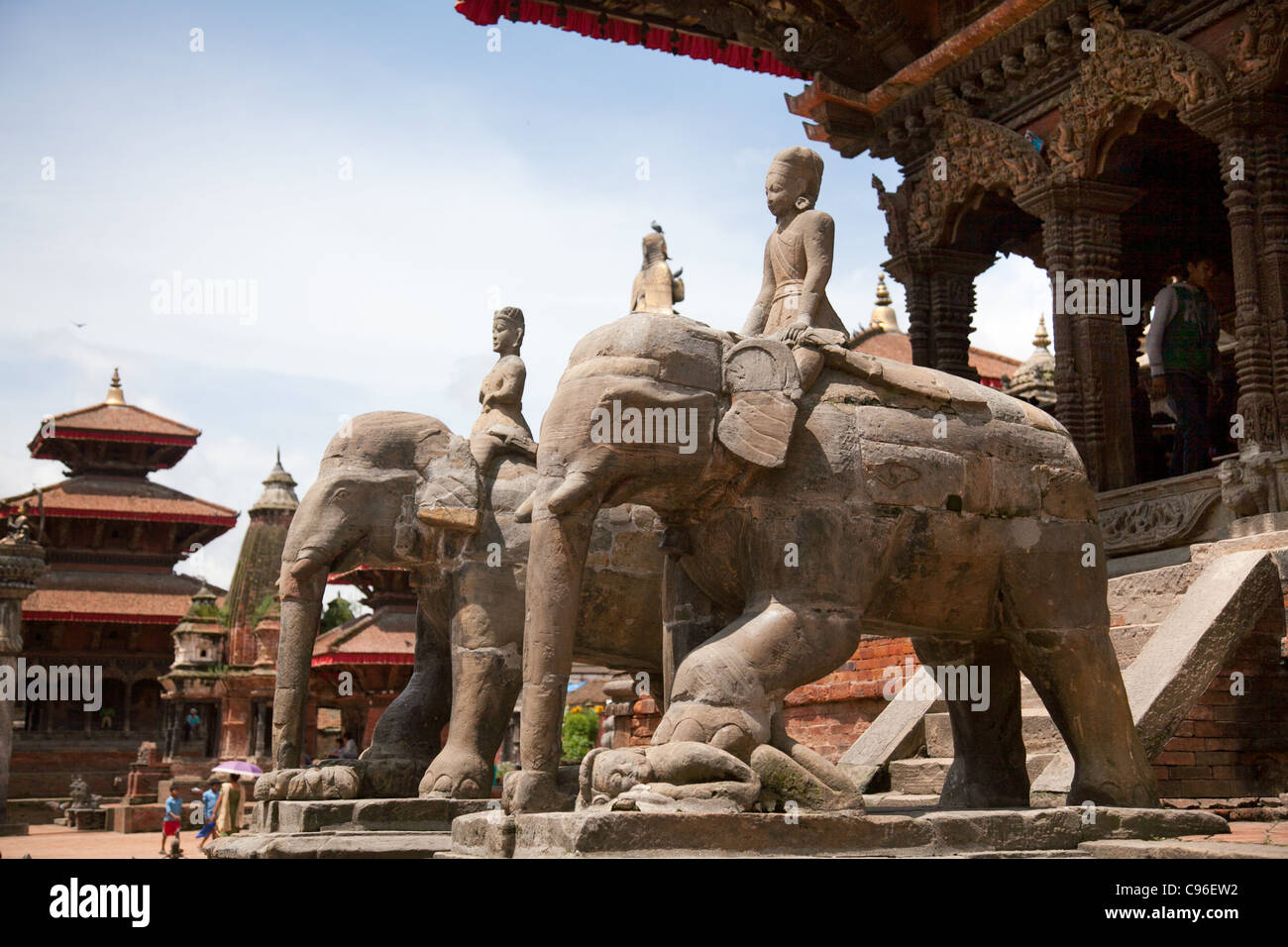 La Plaza Durbar de Katmandú. La plaza está en los sitios de Patrimonio Mundial de la UNESCO. Foto de stock