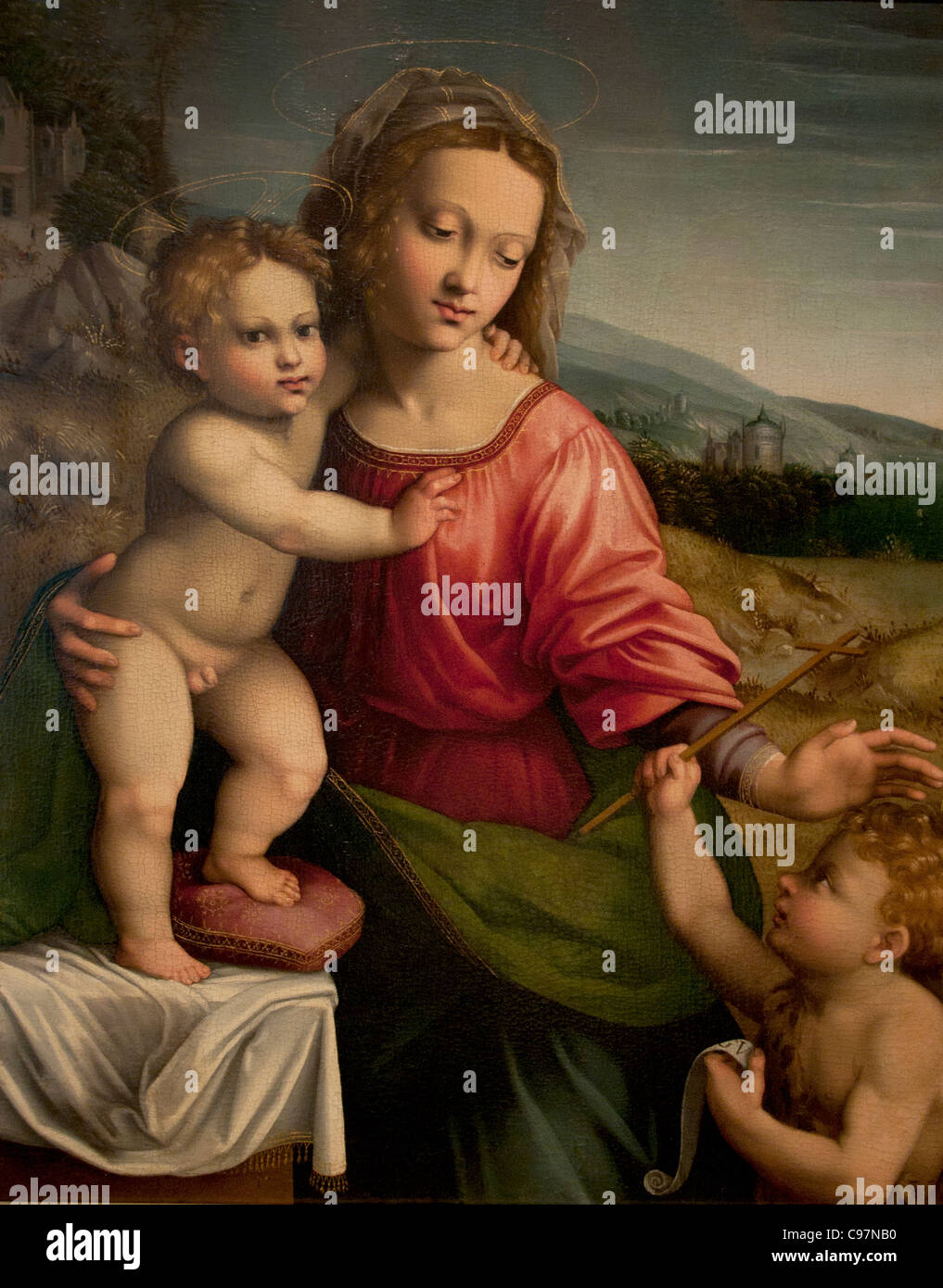 La Virgen y el Niño con San Juan 16 por el maestro de Scandicci