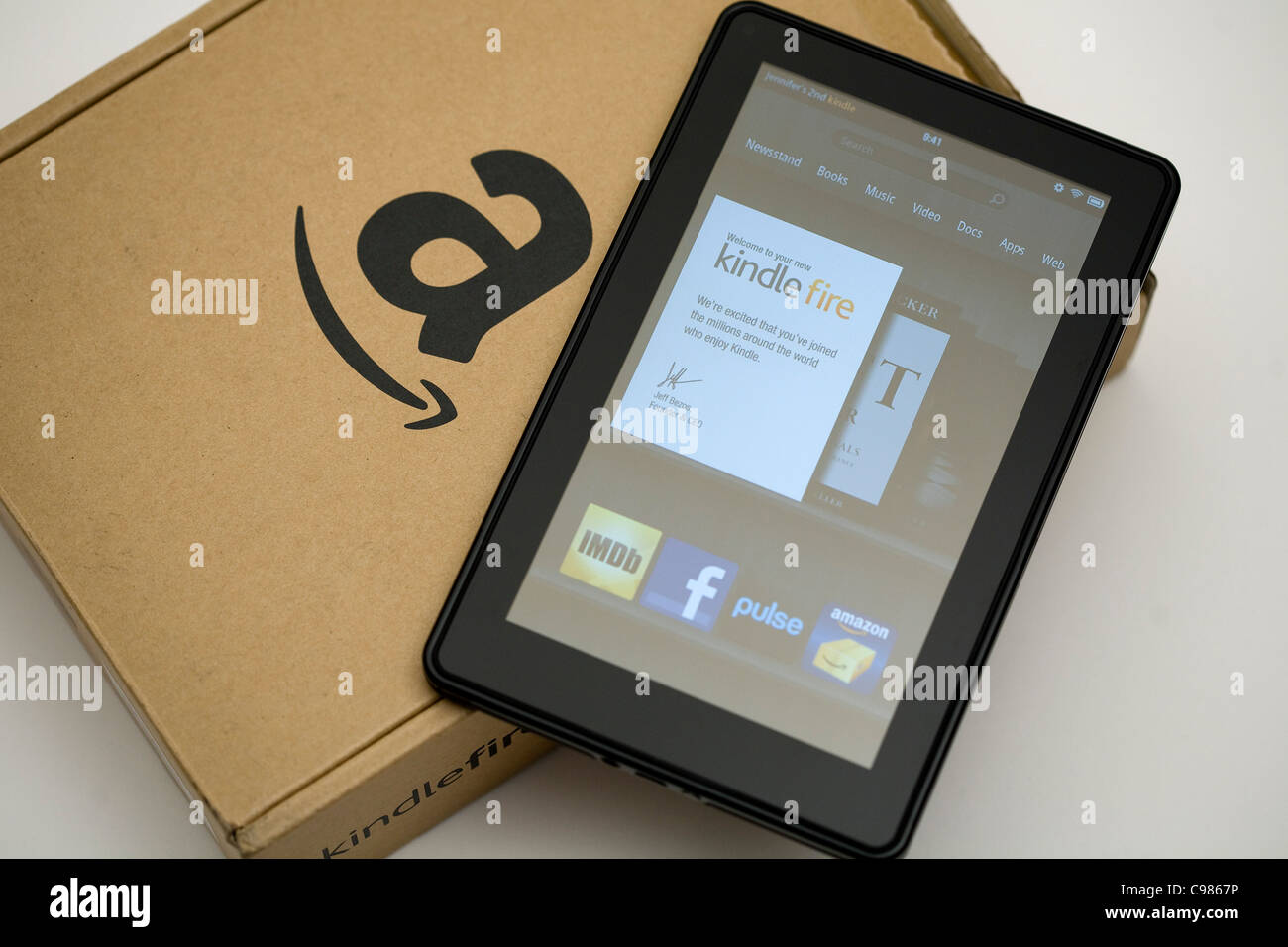La Amazon.com Kindle Fire tablet PC. Foto de stock