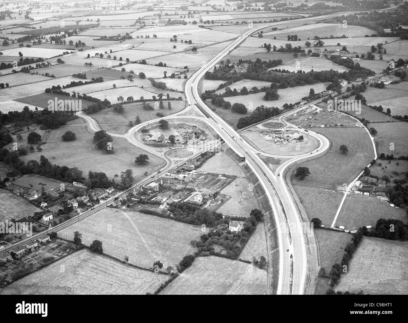 Autopista M5 en construcción en la intersección 5 Droitwich 19/7/1962 Foto de stock