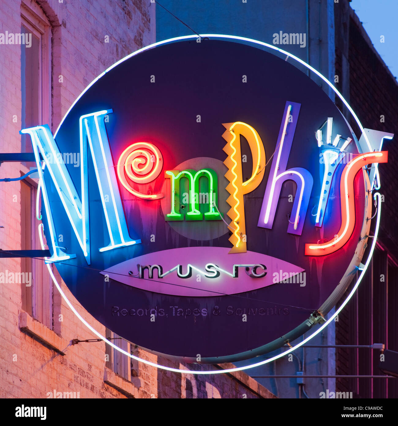 Cartel de neón de Memphis Foto de stock