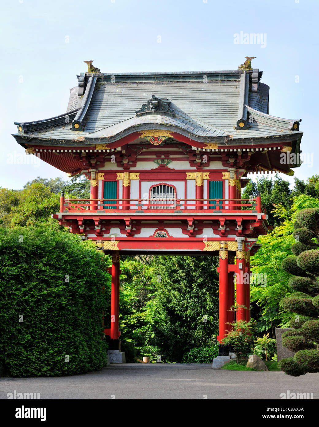 Temple Gate, Jardín de Té Japonés, San Francisco Fotografía de stock