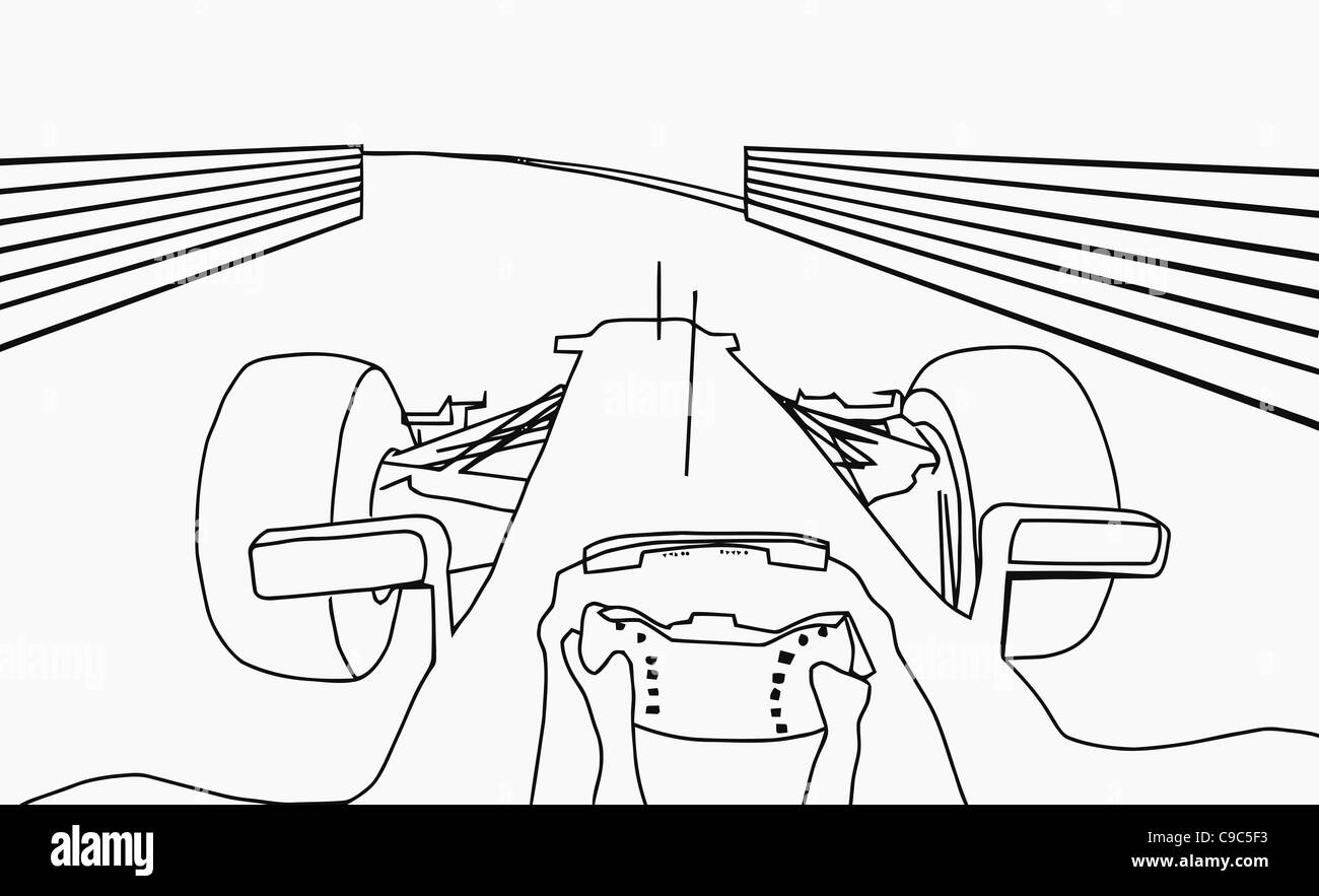 El dibujo de la silueta del coche de carreras de F1 Vista de cabina  Fotografía de stock - Alamy
