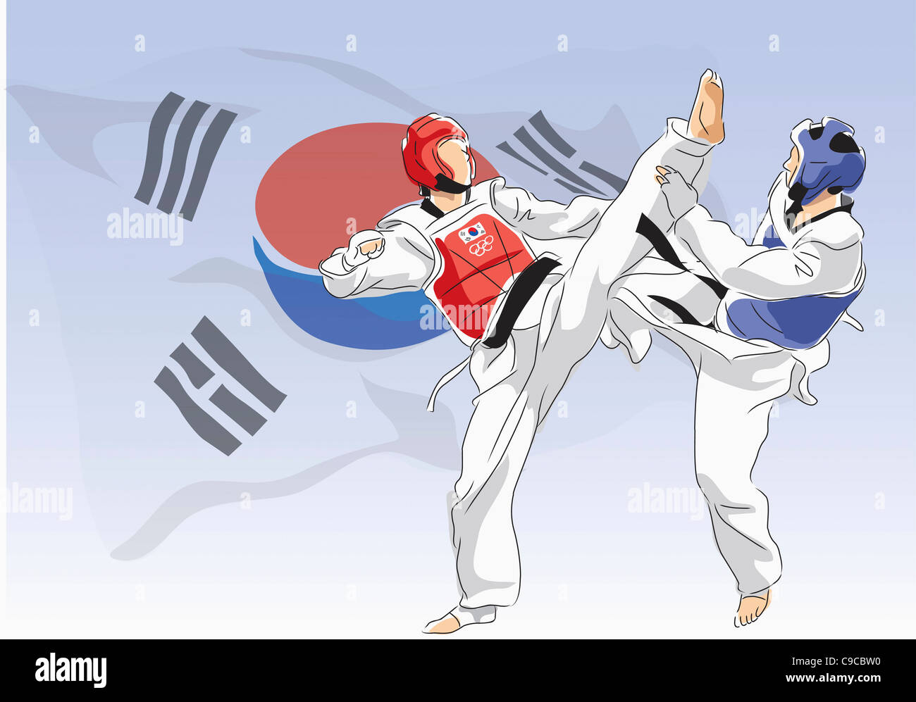 Dibujo de un deporte de Corea Taekwondo Fotografía de stock - Alamy