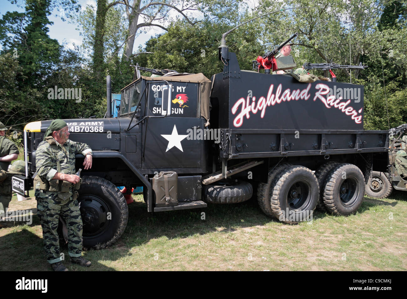 Un ejército de EE.UU. Vietnam era machista camión pistola (Highland Raiders) en exhibición en el 2011 Guerra y Paz Show en Hop Farm, Kent, UK. Foto de stock
