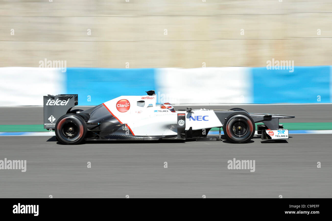 Kamui Kobayashi (JPN), Sauber bei den ersten Formel 1 Testfahrten der Saison 2012 en Jerez, Spanien | Kamui Kobayashi (JPN), Sauber durante las pruebas de Fórmula Uno en Jerez, España Foto de stock