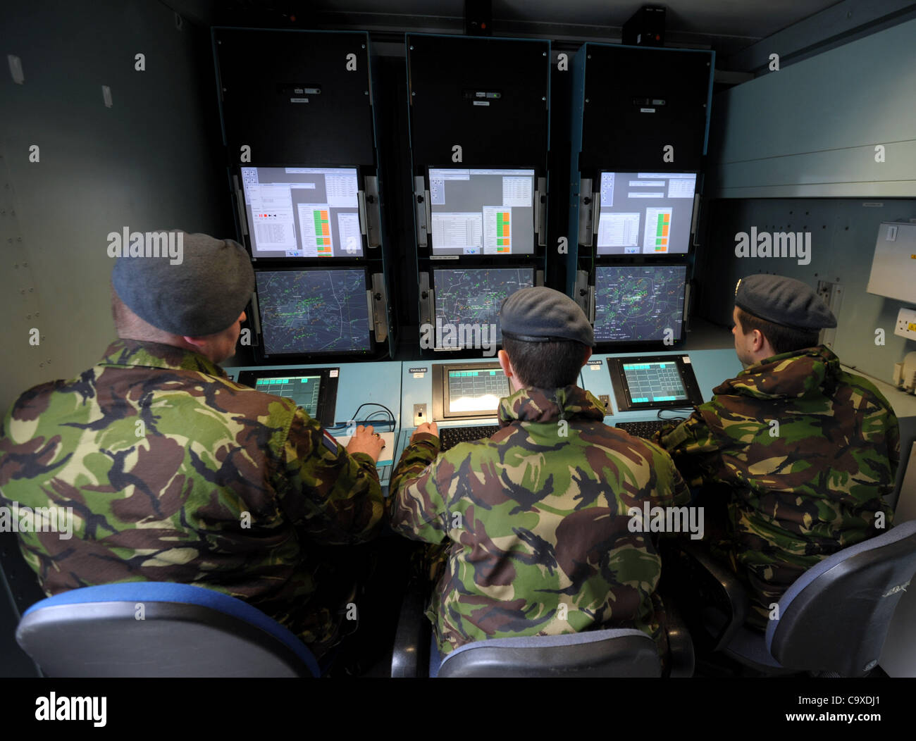Centro de control de radar de defensa aérea en RAF Waddington, Lincoln, Inglaterra, Reino Unido Foto de stock