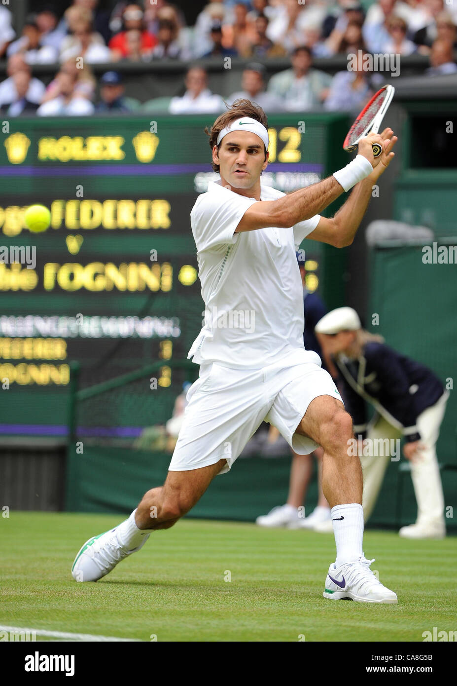 ROGER FEDERER suiza del All England Club de Tenis de Wimbledon en Londres, Inglaterra, 27 de junio de 2012 Foto de stock