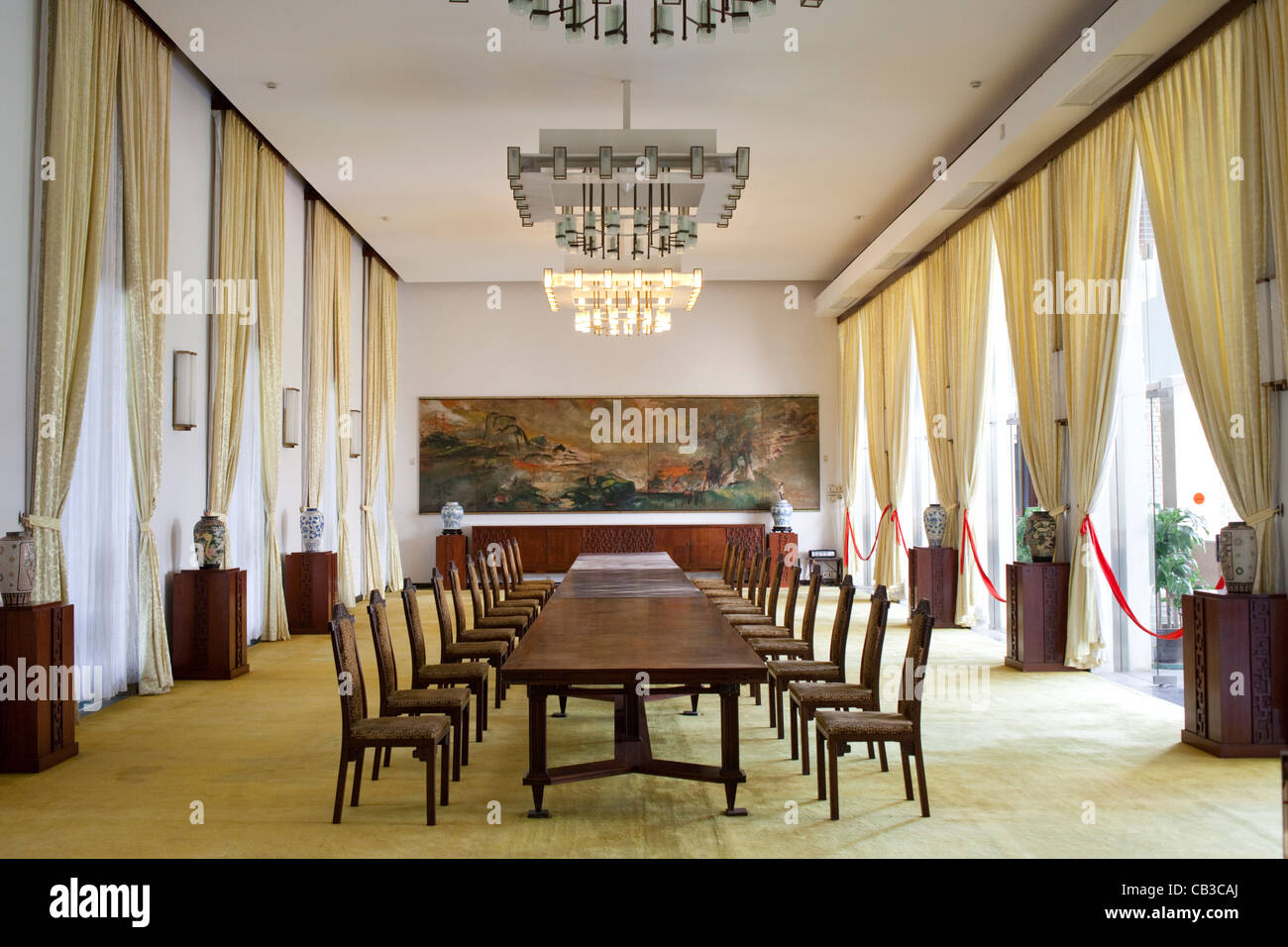 Vietnam, Ho Chi Minh, el Palacio de la reunificación, la sala de banquetes Foto de stock