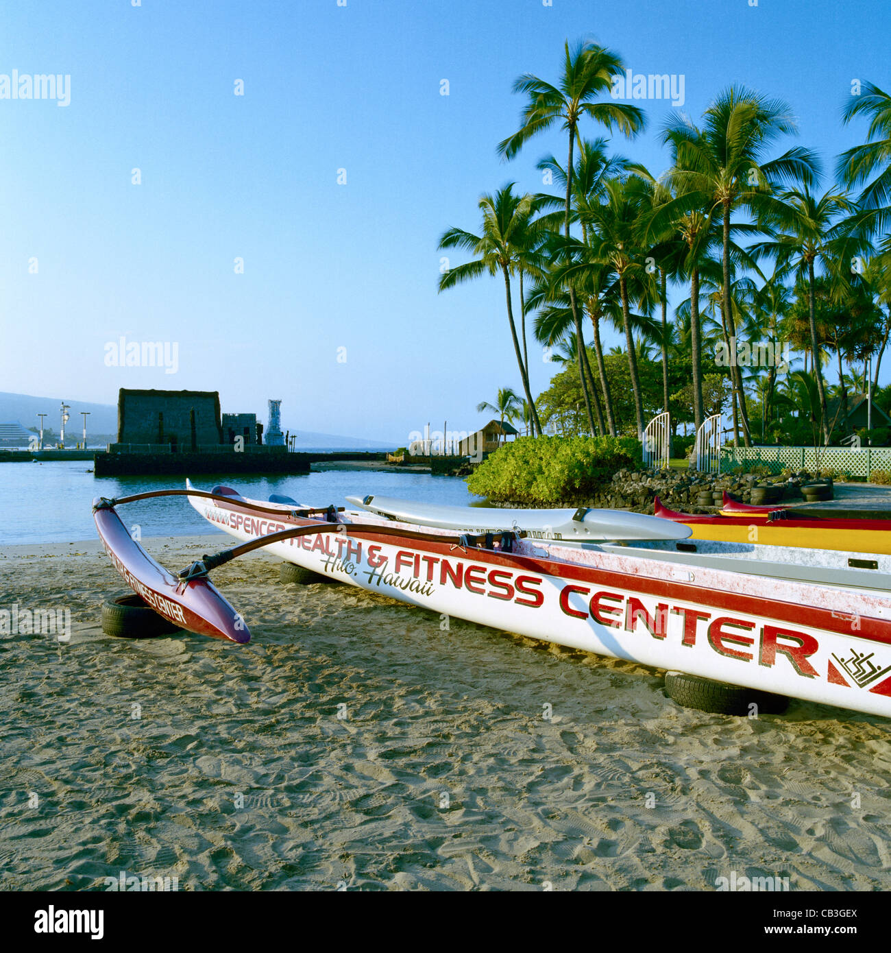 Outrigger canoa de Kailua-Kona, Hawaii Big Island Foto de stock