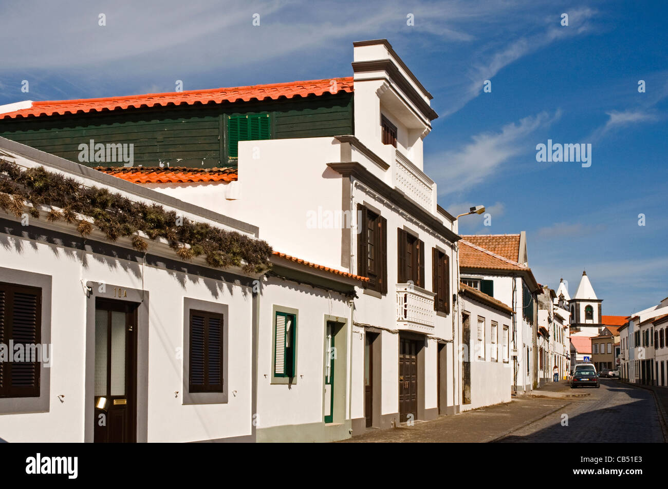Europa PORTUGAL AZORES Faial Horta (vivienda de estilo tradicional en la Rua Conde Avila) Foto de stock