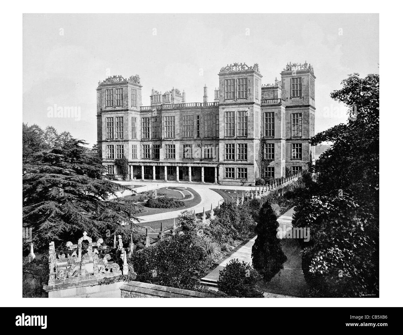 Hardwick Hall Derbyshire Elizabethan Inglaterra Robert Smythson casas de estilo renacentista Foto de stock