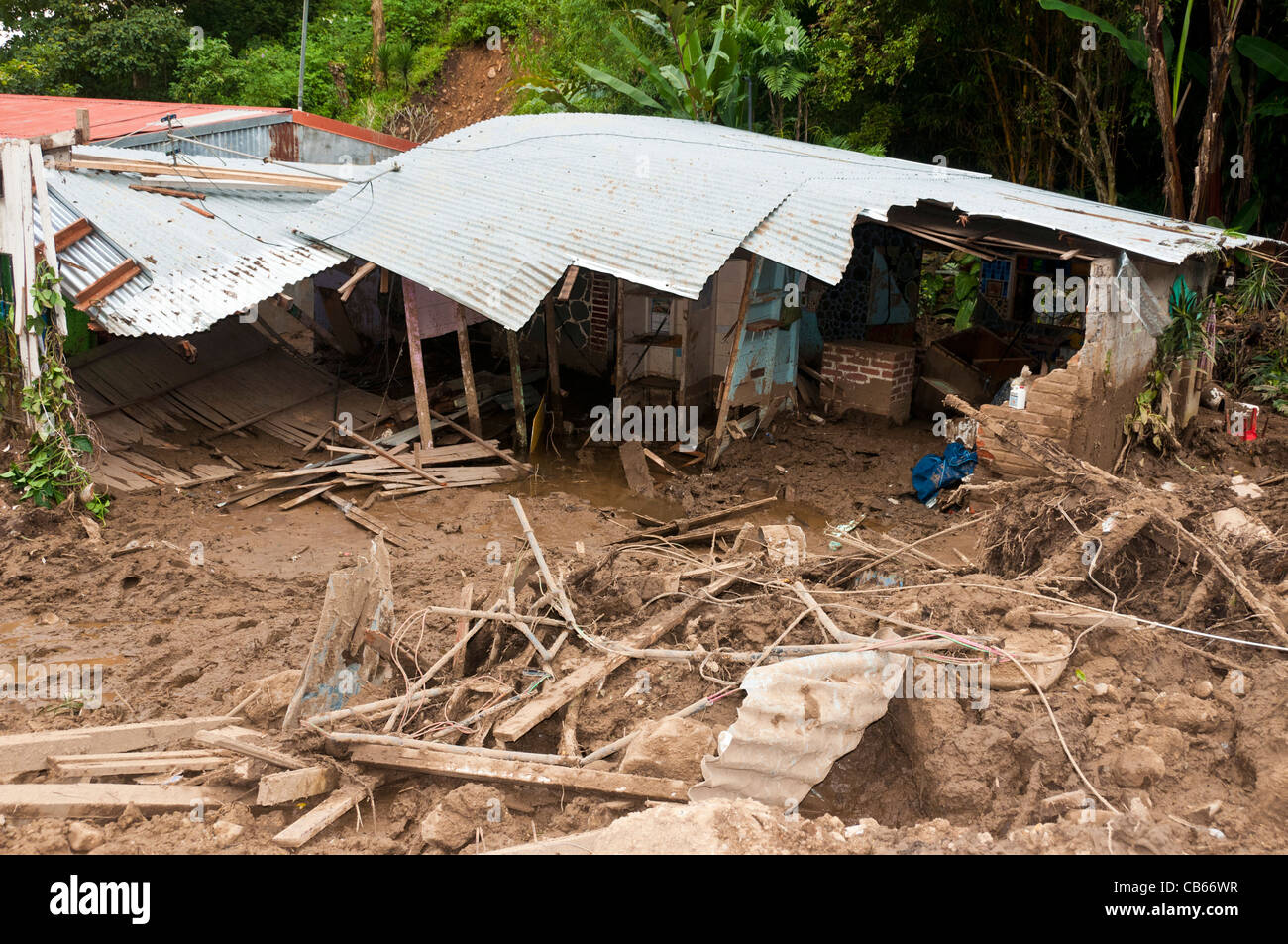 Desprendimientos tras las fuertes lluvias en San Antonio de Escazú Valle Central de Costa Rica, noviembre de 2010 Foto de stock