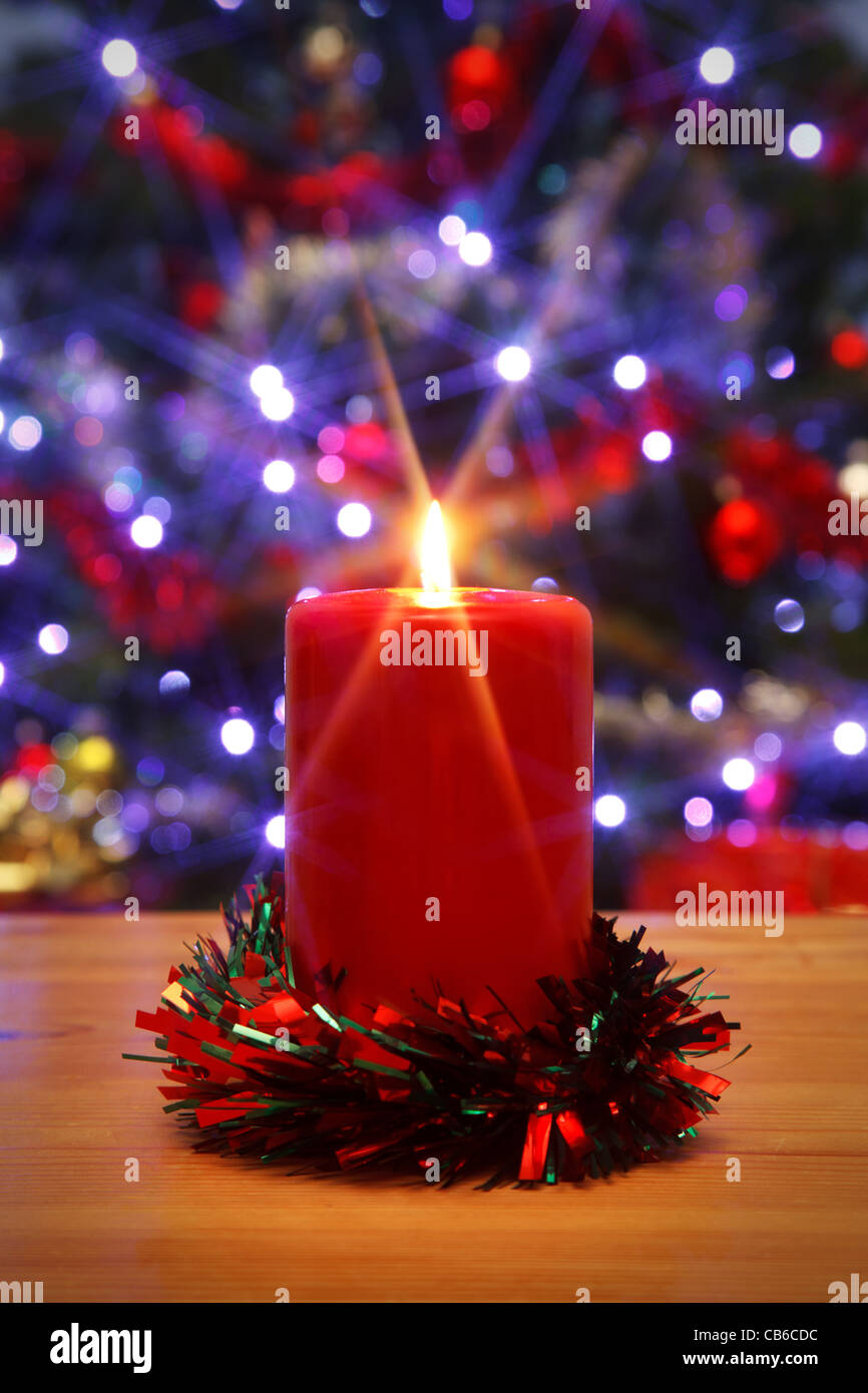 Foto de una vela de Navidad con DESTELLO, Foto de stock