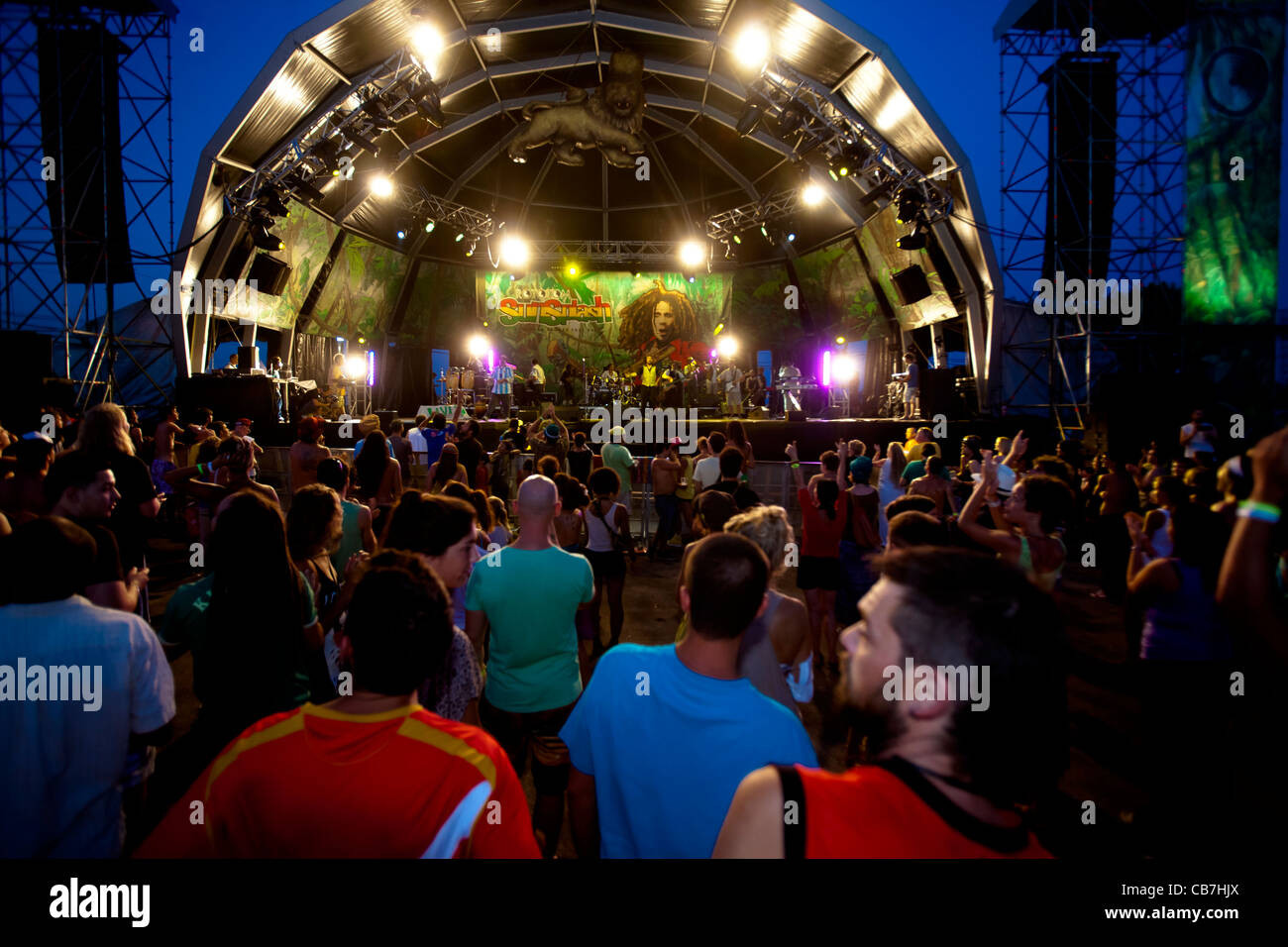 Imagen del Rototom Sunsplash Festival de Música. Reggae Festival en Benicassim, del 18 al 27 de agosto de 2011 Foto de stock