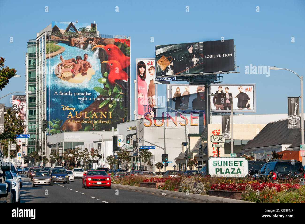 Sunset Boulevard Beverly Hills en Los Ángeles, Estados Unidos Foto de stock