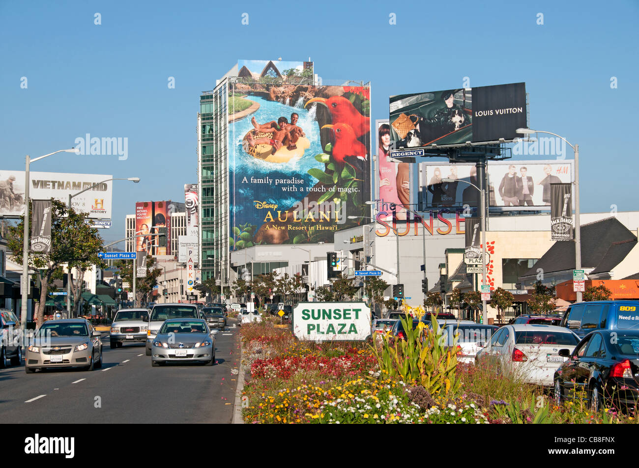 Sunset Plaza Sunset Boulevard Beverly Hills en Los Ángeles, Estados Unidos Foto de stock