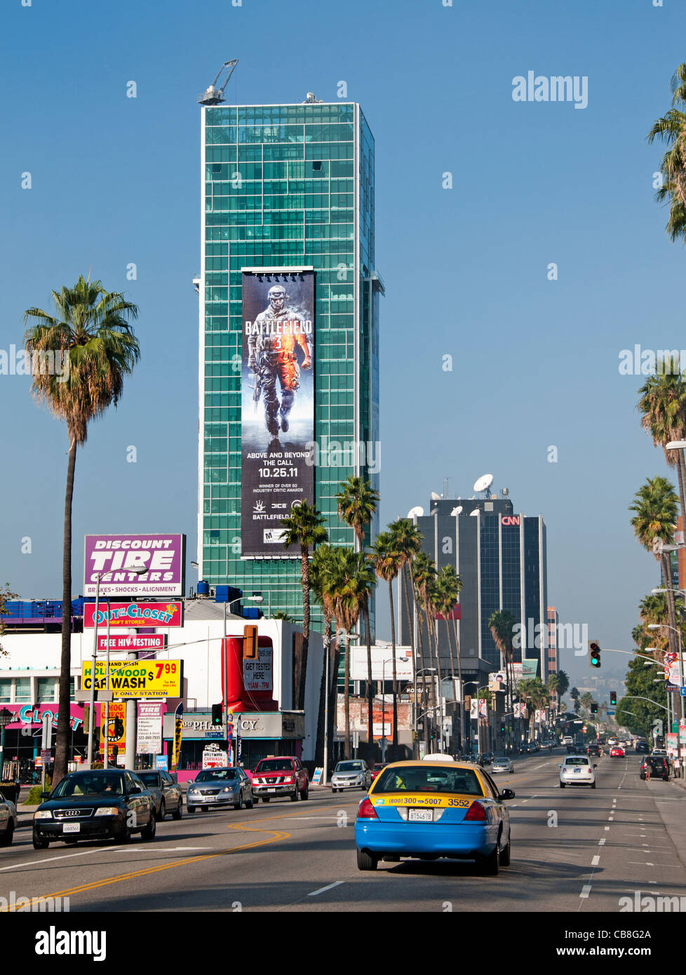 Sunset Boulevard Beverly Hills en Los Ángeles, Estados Unidos Foto de stock