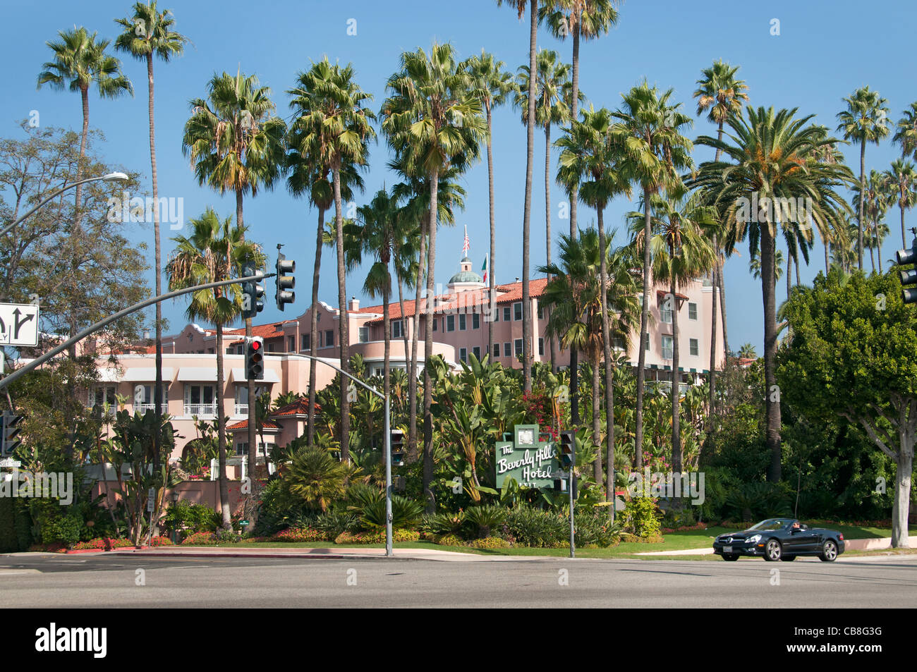 California Hollywood The Beverly Hills Hotel es un hotel de lujo, de cinco estrellas, Foto de stock