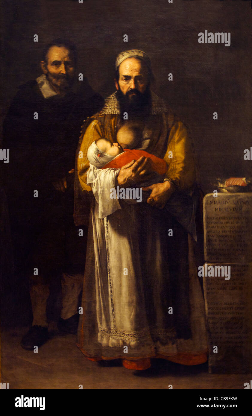 Magdalena Ventura con su marido y su hijo, José de Jusepe Ribera, 1631, Museo Nacional del Prado, Madrid, España Foto de stock