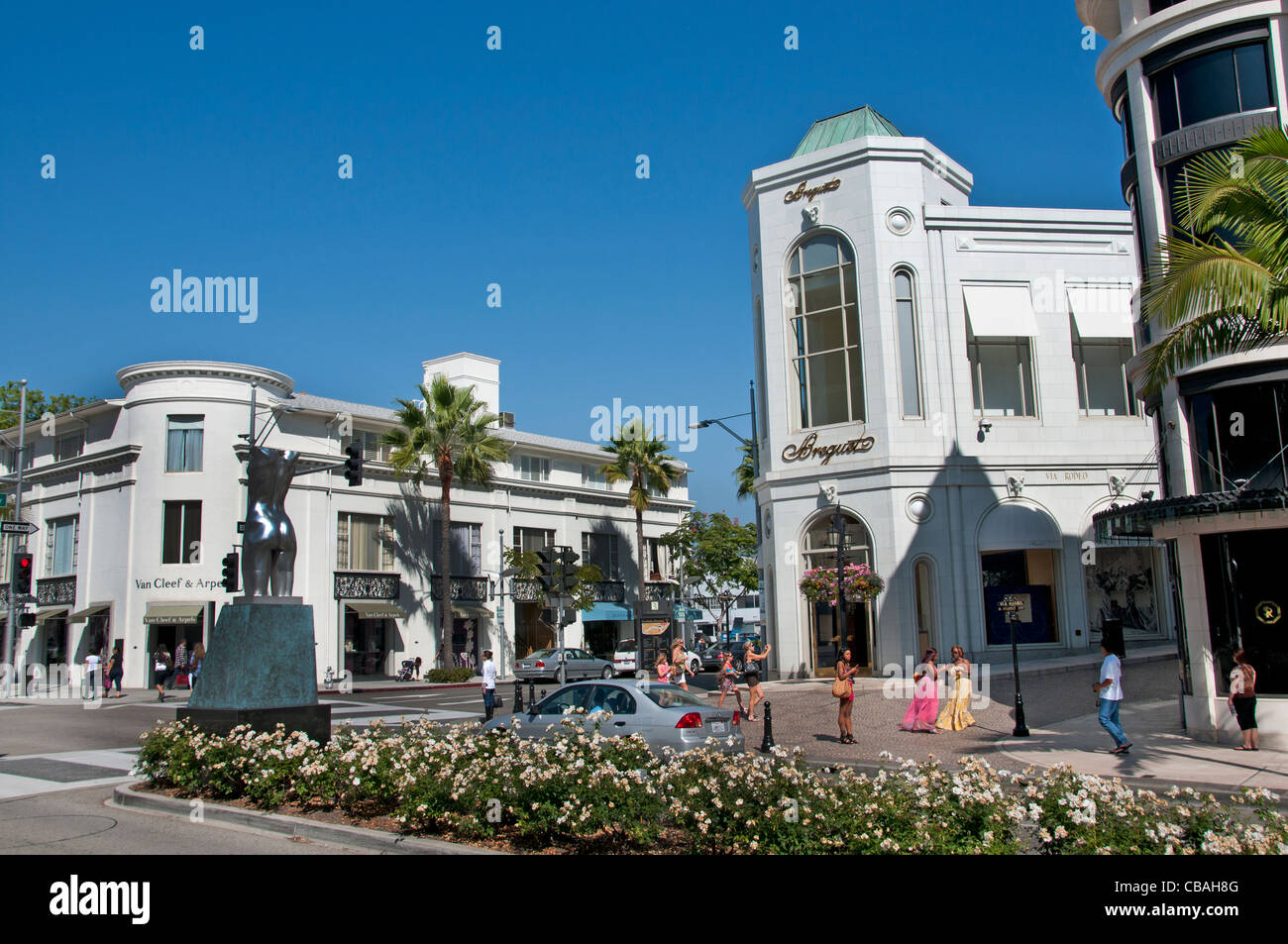 Tiendas boutiques de Rodeo Drive en Beverly Hills en Los Ángeles California Estados Unidos Foto de stock