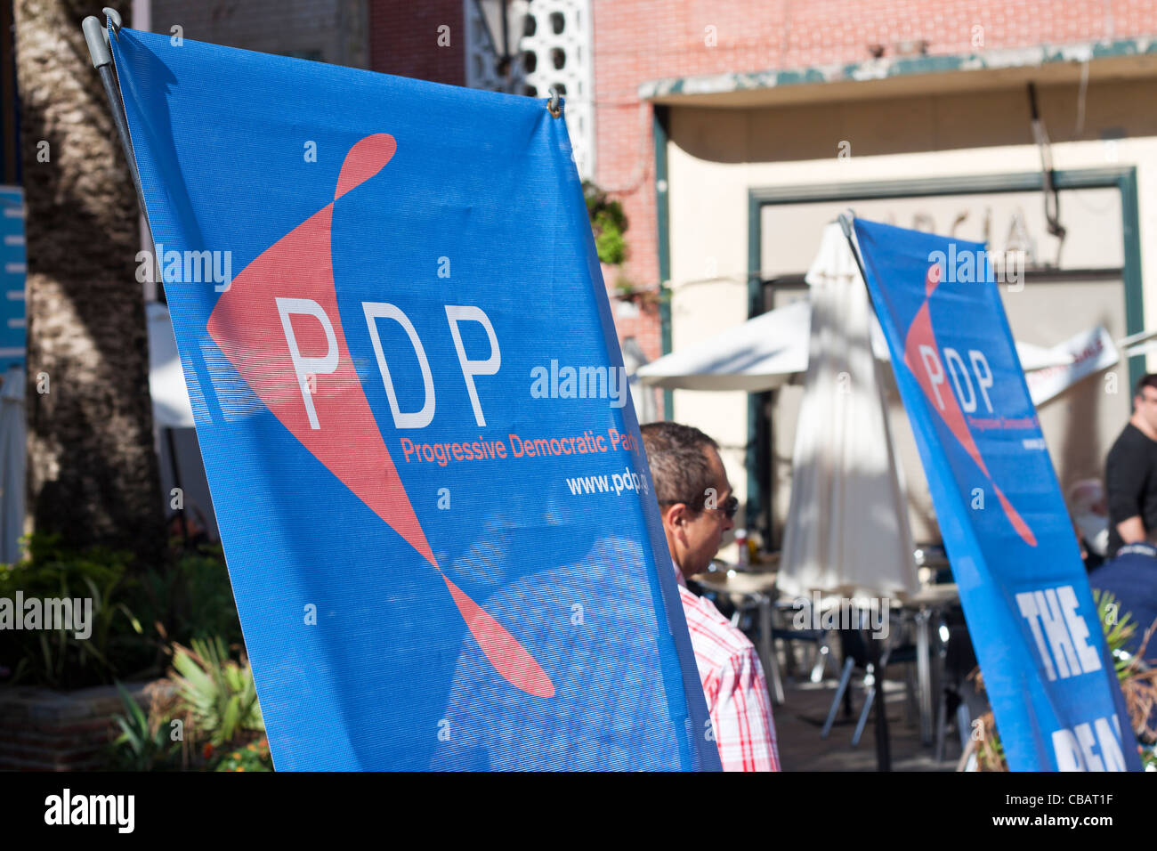 Partido Demócrata Progresista banner en Gibraltar. Foto de stock