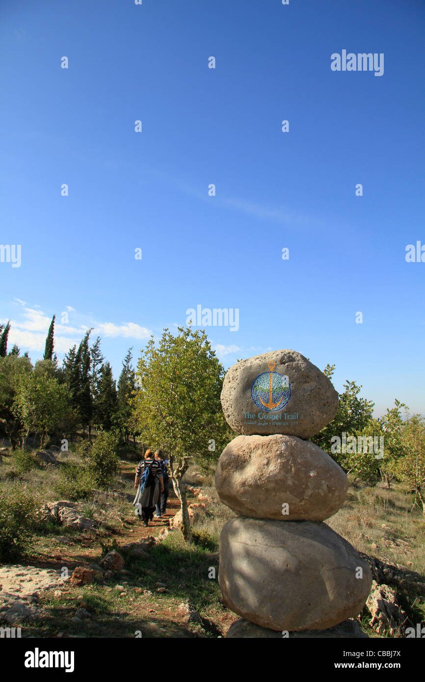 Israel, la Baja Galilea, el Evangelio Trail en el monte precipicio Foto de stock