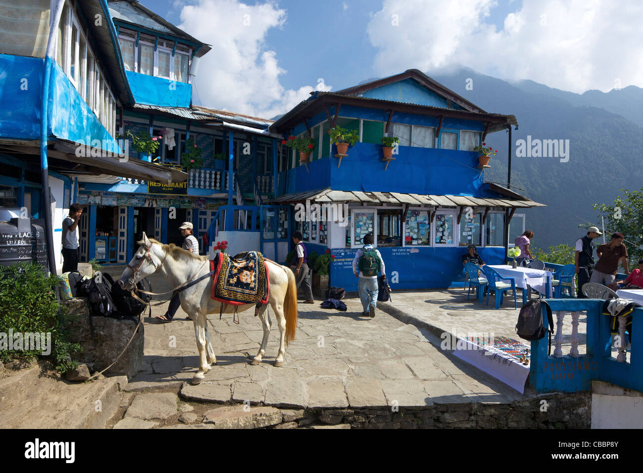 Tetería en Ulleri, santuario de Annapurna Región, Himalaya, Nepal, Asia Foto de stock