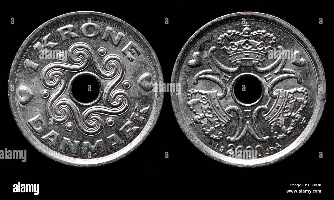 1 Coin Krone, Dinamarca, 2000 Foto de stock