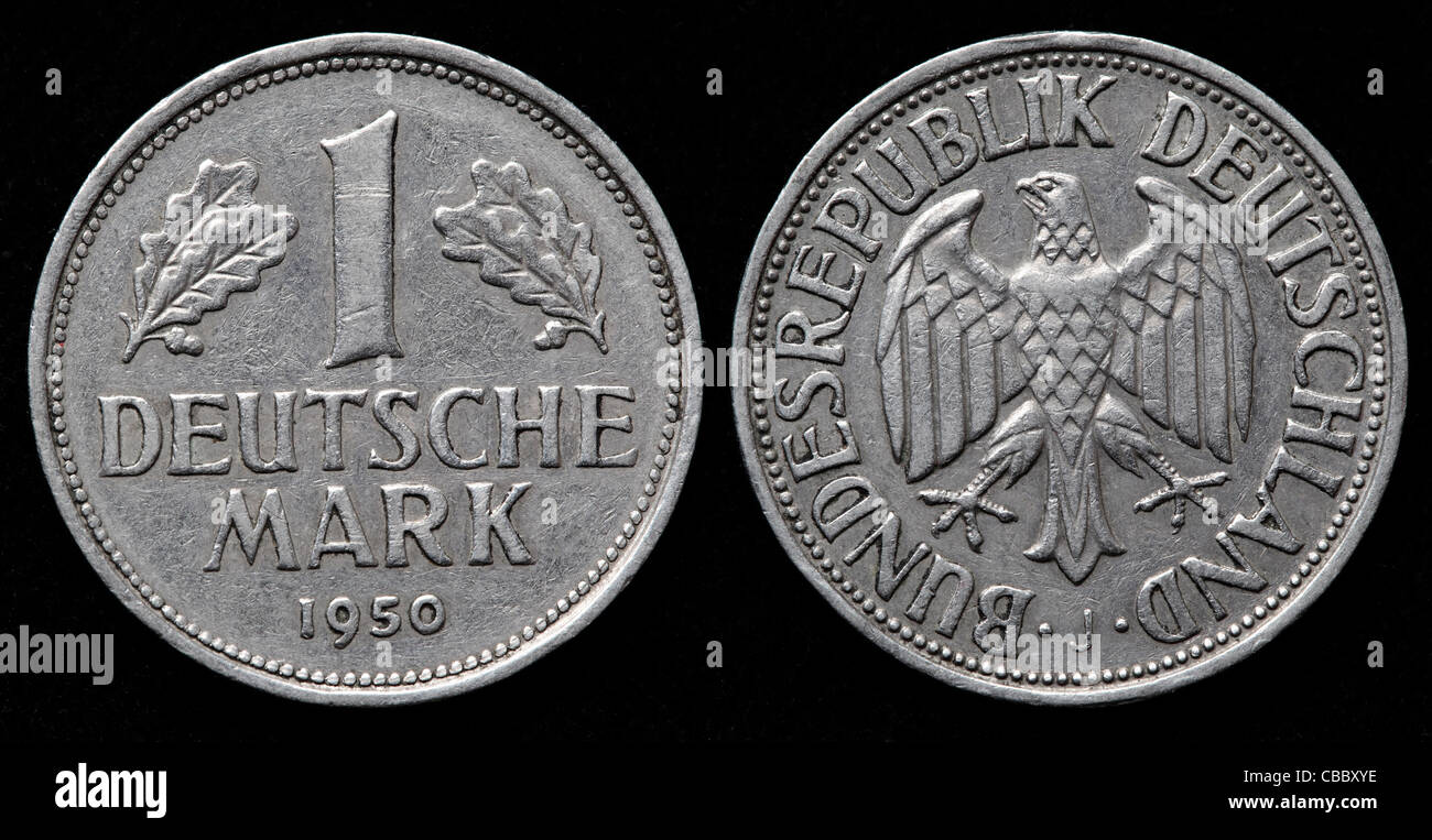 Moneda de 1 marcos alemanes, Alemania Occidental, 1950 Foto de stock