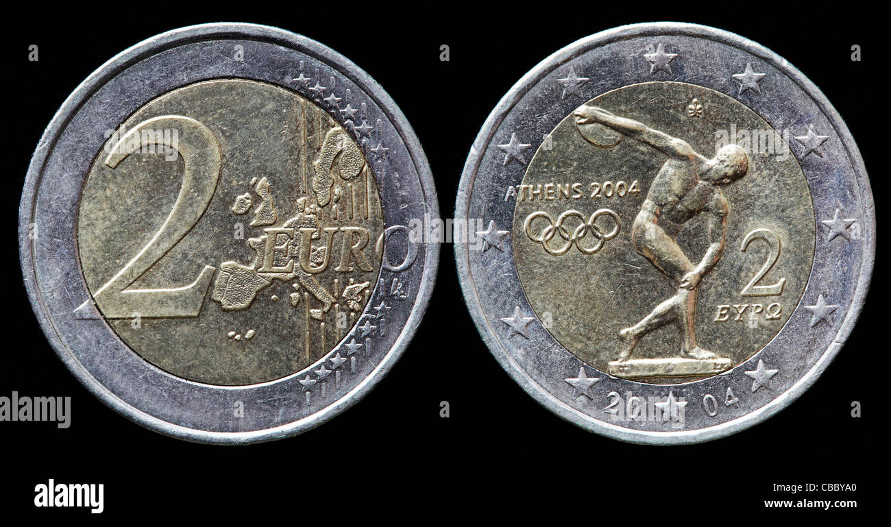 2 Euro moneda olímpica, Grecia, 2004 Foto de stock