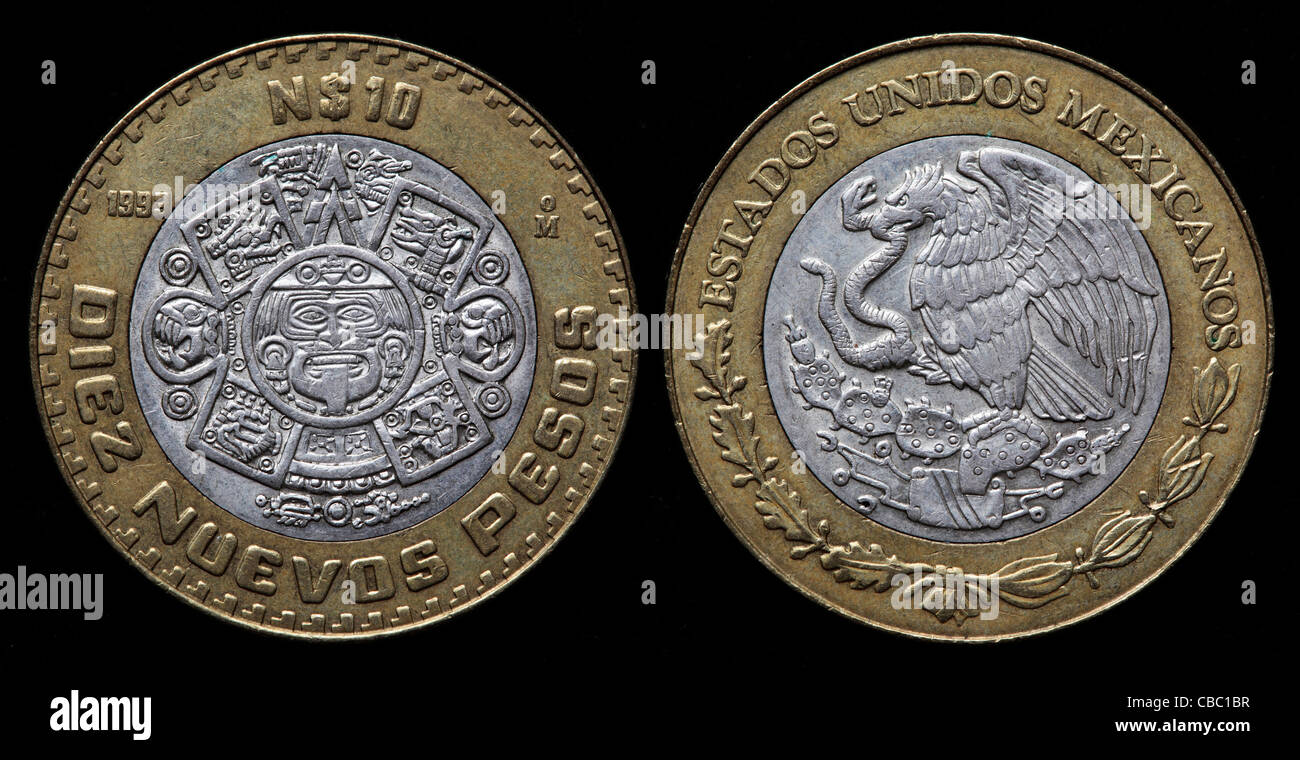 10 nuevos pesos moneda, México, 1993 Fotografía de stock - Alamy
