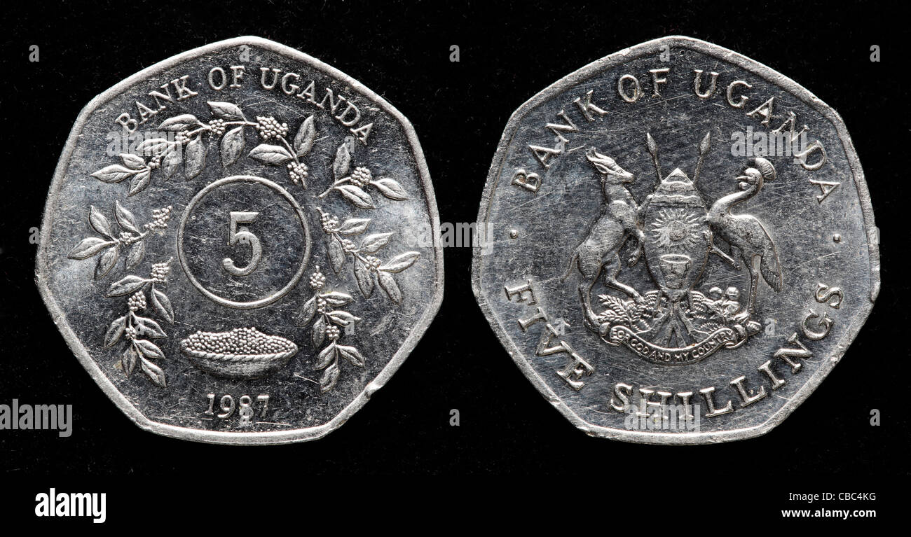 5 chelines coin, Uganda, 1987 Foto de stock