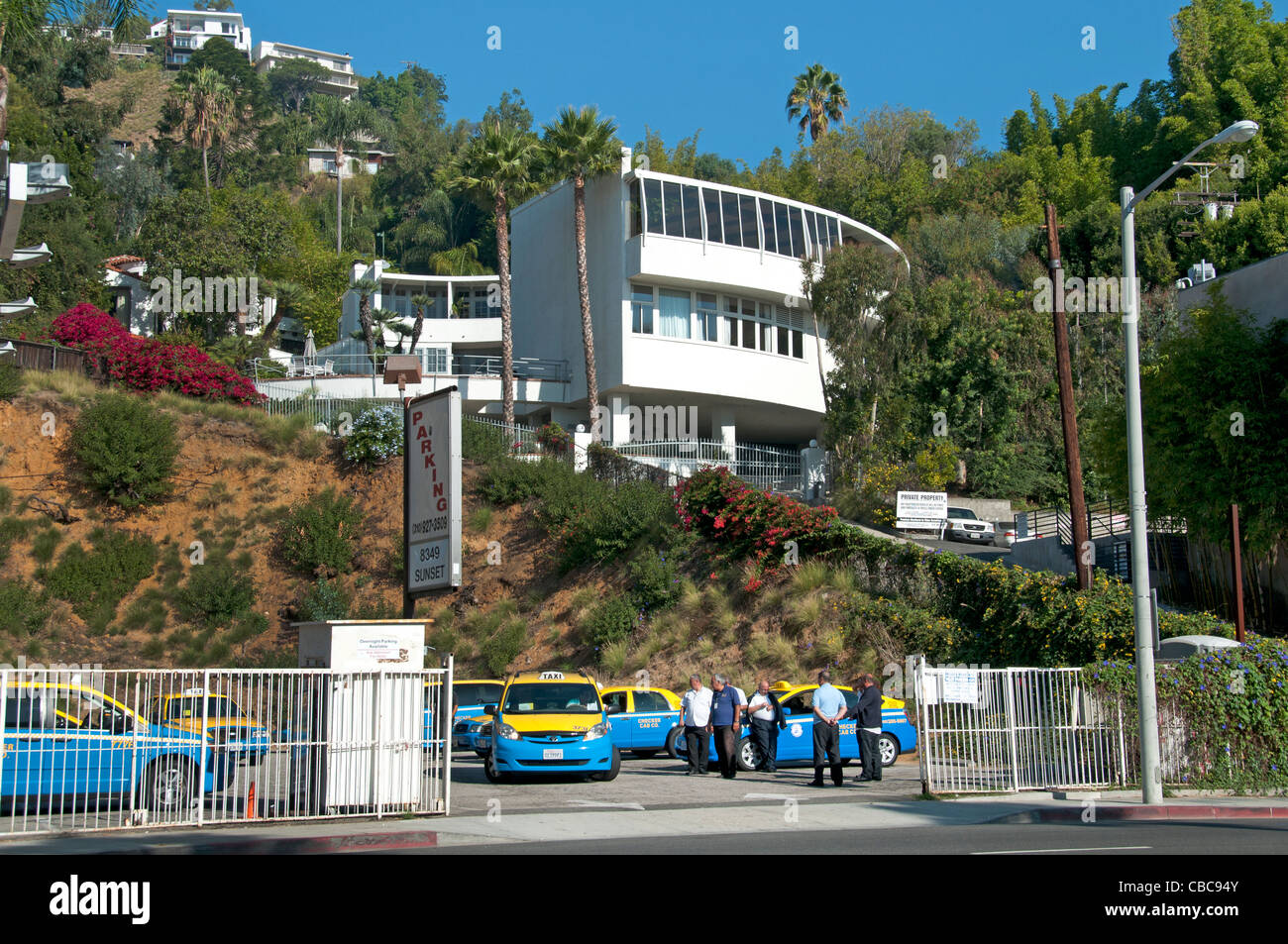 Sunset Boulevard Beverly Hills en Los Ángeles, Estados Unidos de América American EE.UU. Foto de stock